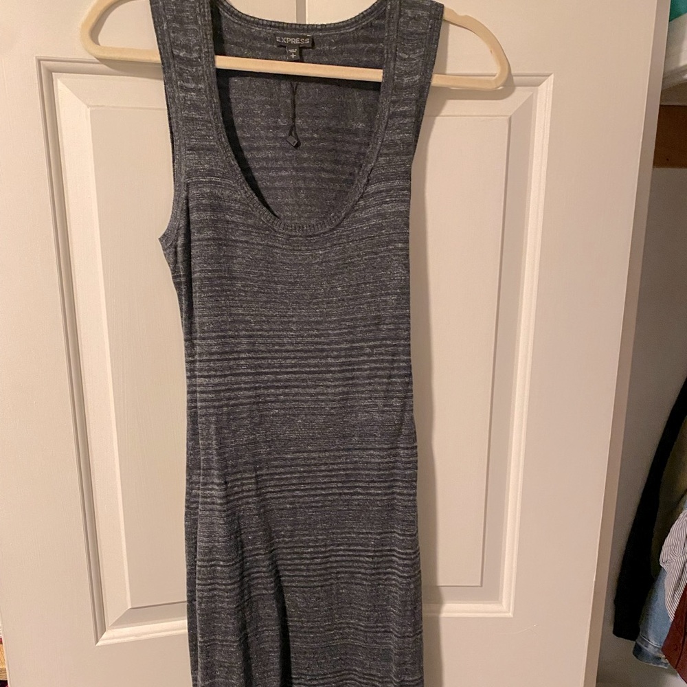 Junior’s heather gray, cut out back midi body con sweater dress